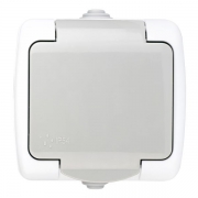 Розетка 1-м ОП Мурманск 16А IP54 с заземл. защ. шторки с крышкой сер. EKF EFR16-029-30-54 EFR16-029-30-54