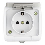 Розетка 1-м ОП Мурманск 16А IP54 с заземл. защ. шторки с крышкой сер. EKF EFR16-029-30-54 EFR16-029-30-54