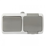 Блок ОП розетка 1-м 16А с заземл. с крышкой+выключатель 1-кл. Мурманск IP54 сер. EKF EFRV16-050-30-540 EFRV16-050-30-540