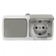 Блок ОП розетка 1-м 16А с заземл. с крышкой+выключатель 1-кл. Мурманск IP54 сер. EKF EFRV16-050-30-540 EFRV16-050-30-540