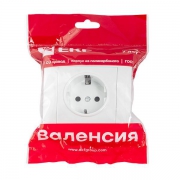 Розетка 1-м СП Валенсия 16А IP20 с заземл. защ. шторки бел. PROxima EKF EWR16-028-10 EWR16-028-10