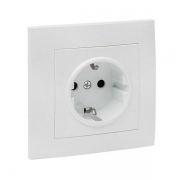 Розетка 1-м СП Валенсия 16А IP20 с заземл. защ. шторки бел. PROxima EKF EWR16-028-10 EWR16-028-10