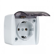 Розетка 1-м ОП Владивосток 16А IP54 с заземл. с прозр. крышкой бел. EKF EQR16-029-30-54-T EQR16-029-30-54-T