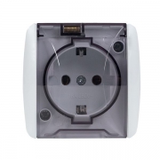 Розетка 1-м ОП Владивосток 16А IP54 с заземл. с прозр. крышкой бел. EKF EQR16-029-30-54-T EQR16-029-30-54-T