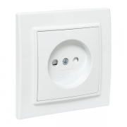 Розетка 1-м СП Минск 10А IP20 без заземл. защ. шторки бел. Basic EKF ERR10-022-100 ERR10-022-100