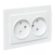 Розетка 2-м СП Минск 10А IP20 без заземл. защ. шторки бел. Basic EKF ERR10-102-100 ERR10-102-100