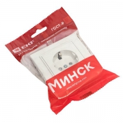 Розетка 1-м СП Минск 16А IP20 с заземл. защ. шторки бел. Basic EKF ERR16-028-100 ERR16-028-100