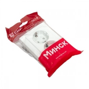 Розетка 2-м СП Минск 16А IP20 с заземл. защ. шторки бел. Basic EKF ERR16-128-100 ERR16-128-100