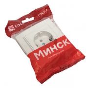 Розетка 1-м СП Минск 16А IP20 с заземл. защ. шторки с заряд. устройством USB 1А бел. EKF ERR16-028-100-USB ERR16-028-100-USB