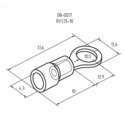 Наконечник кольцевой изолированный (НКИ d10.5мм) 0.5-1.5кв.мм (VR1.25-10) REXANT 08-0017 08-0017