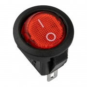 Выключатель клавишный круглый 250В 3А (3с) ON-OFF красн. с подсветкой Micro (RWB-106 SC-214) (инд. упак.) Rexant 36-2530-1 36-2530-1