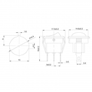 Выключатель клавишный круглый 250В 3А (3с) ON-OFF красн. с подсветкой Micro (RWB-106 SC-214) (инд. упак.) Rexant 36-2530-1 36-2530-1