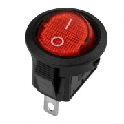 Выключатель клавишный круглый 250В 3А (3с) ON-OFF красн. с подсветкой Micro (RWB-106 SC-214) (инд. упак.) Rexant 36-2530-1 36-2530-1