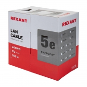 Кабель витая пара F/UTP кат.5e 4х2х24AWG solid CU PVC сер. 305м (м) Rexant 01-0143 01-0143