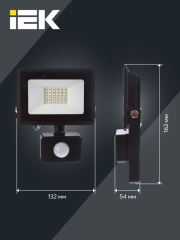 Прожектор светодиодный СДО 06-30Д 6500К IP54 с ДД черн. IEK LPDO602-30-65-K02 LPDO602-30-65-K02