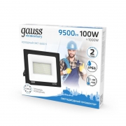 Прожектор LED 100Вт IP65 6500К черн. Gauss 613100100 613100100