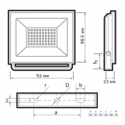 Прожектор светодиодный СДО-20 30Вт 6500К IP65 230В BL ДО прозр. закален. стекло ФАZА 5047280 5047280