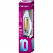 Лампа светодиодная филаментная 80 899 OLL-F-FC35-10-230-4K-E14 10Вт свеча на ветру прозрачная 4000К нейтр. бел. E14 1000лм 220-240В ОНЛАЙТ 80899 80899