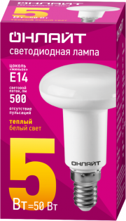 Лампа светодиодная 71 651 OLL-R50-5-230-2.7K-E14 5Вт 2700К тепл. бел. E14 360лм 220-240В ОНЛАЙТ 71651 71651