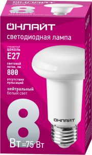Лампа светодиодная 71 654 OLL-R63-8-230-4K-E27 8Вт 4000К нейтр. бел. E27 660лм 220-240В ОНЛАЙТ 71654 71654