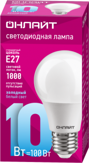 Лампа светодиодная 61 140 OLL-A60-10-230-6.5K-E27 грушевидная 10Вт ОНЛАЙТ 61140 61140