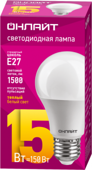 Лампа светодиодная 61 149 OLL-A60-15-230-2.7K-E27 грушевидная 15Вт ОНЛАЙТ 61149 61149