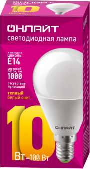 Лампа светодиодная 61 965 OLL-G45-10-230-2.7K-E14 10Вт ОНЛАЙТ 61965 61965