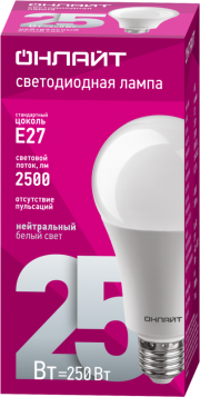 Лампа светодиодная 61 954 OLL-A60-25-230-4K-E27 25Вт ОНЛАЙТ 61954 61954