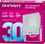 Прожектор светодиодный 90 135 OFL-30-6K-WH-IP65-LED 30Вт 6000К IP65 2400лм бел. ОНЛАЙТ 90135 90135