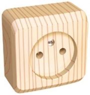 Розетка 1-м ОП Этюд Дача 16А IP20 250В без заземл. без защ. шторок сосна SE PA16-001D PA16-001D