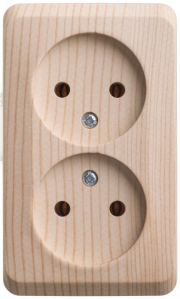 Розетка 2-м ОП Этюд Дача 16А IP20 250В без заземл. без защ. шторок сосна SE PA16-005D PA16-005D