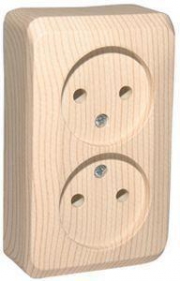 Розетка 2-м ОП Этюд Дача 16А IP20 250В без заземл. без защ. шторок сосна SE PA16-005D PA16-005D