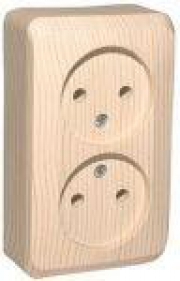 Розетка 2-м ОП Этюд Дача 16А IP20 250В без заземл. без защ. шторок сосна SE PA16-005D PA16-005D