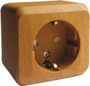 Розетка 1-м ОП Этюд Дача 16А IP20 250В с заземл. защ. шторки бук SE PA16-004T PA16-004T