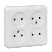 Розетка 4-м ОП Этюд 16А IP20 250В без с заземл. без защ. шторок бел. SE PA16-205B PA16-205B