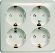 Розетка 4-м ОП Этюд 16А 250В с заземл. защ. шторки бел. SE PA16-208B PA16-208B