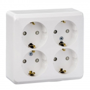 Розетка 4-м ОП Этюд 16А 250В с заземл. защ. шторки бел. SE PA16-208B PA16-208B