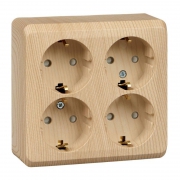 Розетка 4-м ОП Этюд 16А 250В с заземл. с заземл. защ. шторки сосна SE PA16-208D PA16-208D