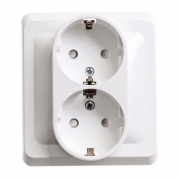 Розетка 2-м СП Этюд 16А IP20 250В с заземл. без защ. шторок бел. SE PC16-007B PC16-007B