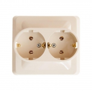 Розетка 2-м СП Этюд 16А IP20 250В с заземл. без защ. шторок крем. SE PC16-007K PC16-007K