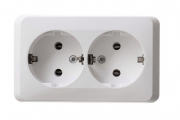 Розетка 2-м ОП Этюд 16А IP20 250В с заземл. без защ. шторок бел. SE PA16-007B PA16-007B