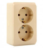 Розетка 2-м ОП Этюд 16А IP20 250В с заземл. без защ. шторок крем. SE PA16-007K PA16-007K