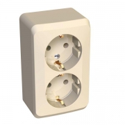 Розетка 2-м ОП Этюд 16А IP20 250В с заземл. без защ. шторок крем. SE PA16-007K PA16-007K