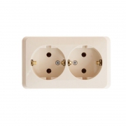 Розетка 2-м ОП Этюд 16А IP20 250В с заземл. без защ. шторок крем. SE PA16-007K PA16-007K