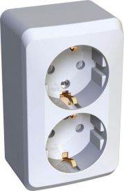 Розетка 2-м ОП Этюд 16А IP20 250В с заземл. защ. шторки бел. SE PA16-008B PA16-008B