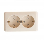 Розетка 2-м ОП Этюд 16А IP20 250В с заземл. защ. шторки крем. SE PA16-008K PA16-008K