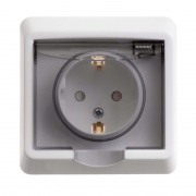 Розетка 1-м СП Этюд 16А IP44 250В с заземл. защ. шторки бел. SE PC16-044B PC16-044B