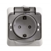 Розетка 1-м ОП Этюд 16А IP44 250В с заземл. защ. шторки с крышкой бел. SE PA16-044B PA16-044B