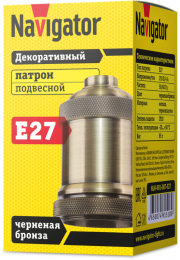 Патрон электрический 61 518 NLH-V01-007-E27 подвес. метал. чернен. бронз. Navigator 61518 61518