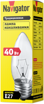 Лампа накаливания 94 328 NI-B-40-230-E27-CL Navigator 94328 94328